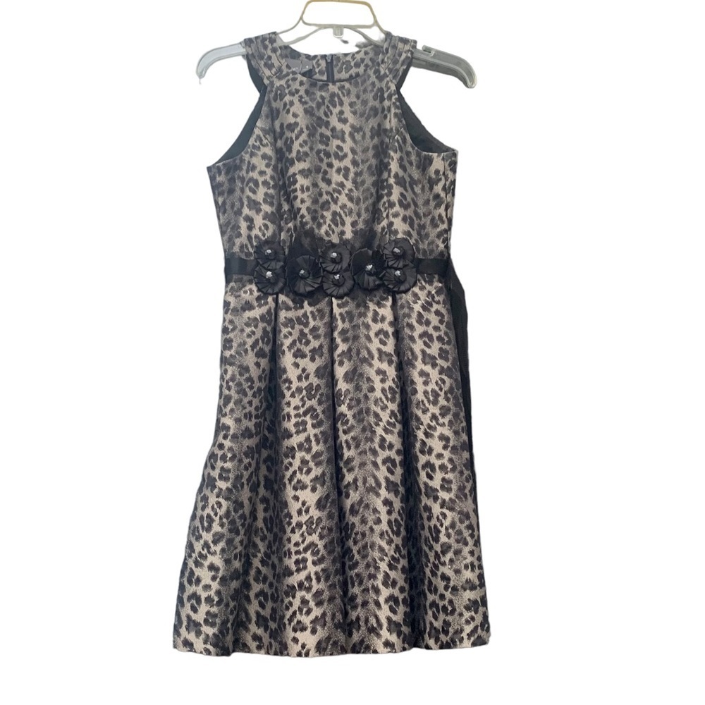 Muse Womens Party Dress Lined Animal Print Pleated Sleeveless Back Tie
